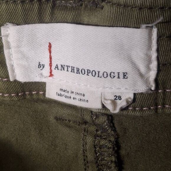 Anthropologie Austen Skinny Cargo Pants – Olive Green, Embroidered Floral, Women - Picture 8 of 9